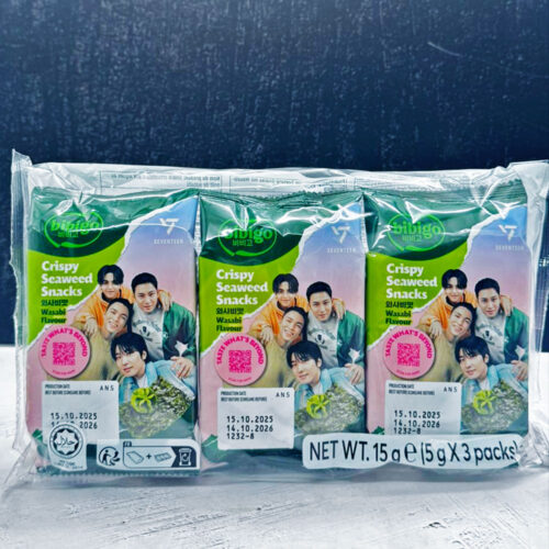 Bibigo Crispy Seaweed Snack Wasabi Flavour 15g 3 Pack - Seventeen Edition